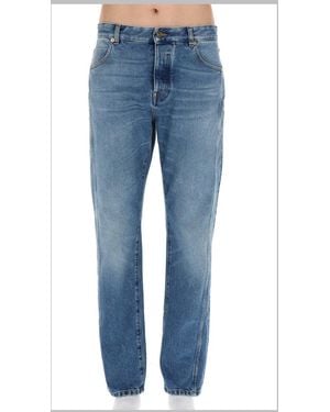 Balmain Jeans Straight Denim Cotton - Blue