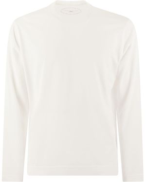 Fedeli Maglietta Di Cotone A Maniche Lunghe - Bianco