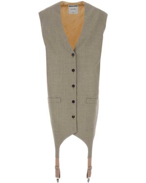 Moschino Zwei -Tonwolle und Satin übergroße Weste - Grün