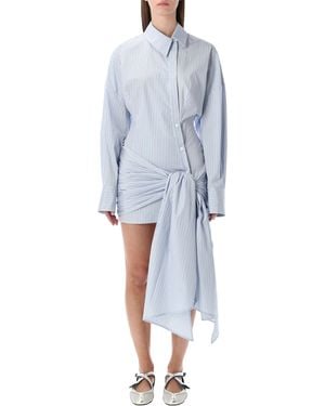 The Attico Striped Poplin Mini Dress - Blue