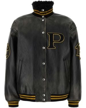 Prada Leather Bomber Jacket - Black