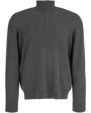 Vince Cashmere Sweater With Half Zipper - Gray