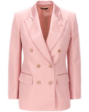 Tom Ford Double-Breasted Duchesse Blazer With Tailored Structure - Pink