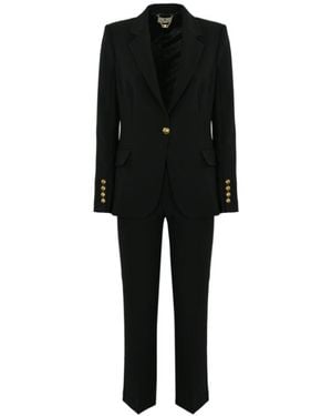 Elisabetta Franchi Traje de pecho individual de con botones de oro - Negro
