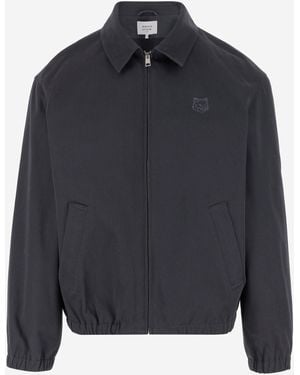 Maison Kitsuné Cotton Stretch Jacket With Embroidery - Blue