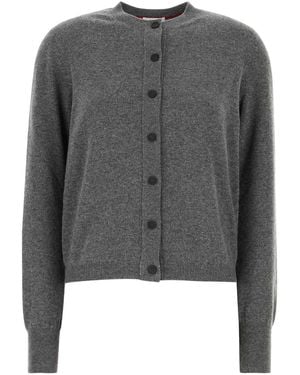 Ferragamo Dark Stretch Cashmere Blend Cardigan - Grey