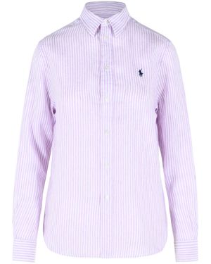 Polo Ralph Lauren Lilac Striped Linen Shirt - Purple