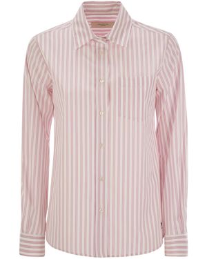 Weekend by Maxmara Wochenende Max Mara Bahamas gestreiftes Baumwollpopelhemd - Pink