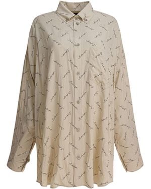Balenciaga Camisa extragrande con logo de - Blanco