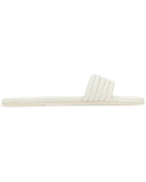 TKEES Chalk Leather Serena Slippers - White