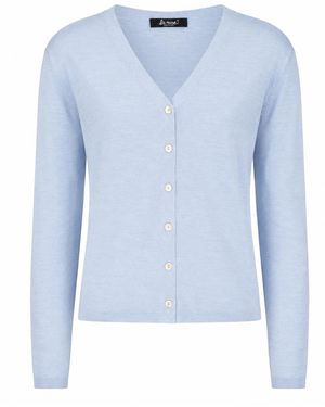 LA ROSE Strickjacke mit V-Ausschnitt - Blau