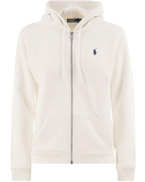 Polo Ralph Lauren Hoodie Con Zip - Bianco