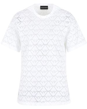 Emporio Armani Devoré Cotton T-Shirt - White