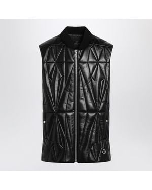 Moncler Faux Leather Zip Up Vest - Black