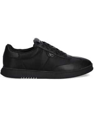 Emporio Armani Leather Trainers - Black