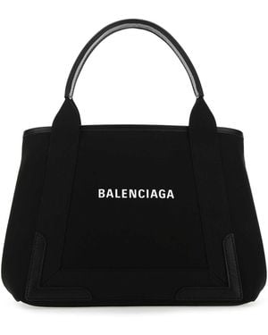 Balenciaga Small Cabas Logo Print Tote Bag - Black