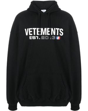 Vetements Logo -Baumwoll -Hoodie - Schwarz