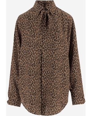 Sa Su Phi Silk Shirt With Animal Print - Brown