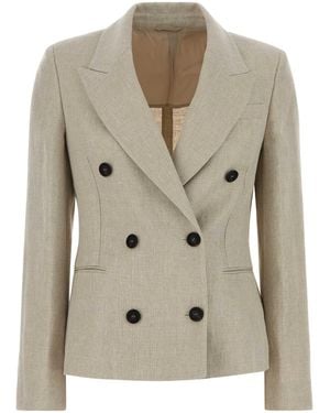 Brunello Cucinelli Melange Sand Linen Blend Blazer - Natural