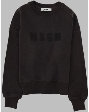 MSGM Kids Logo Crewneck Cotton Sweatshirt - Black