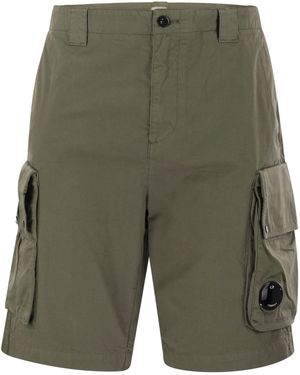 C.P. Company Pantaloncini Da Gabardina Di Cotone Compagnia Di Cp - Verde