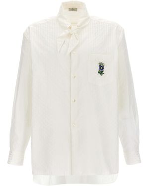 Etro Blumenstickhemd - Weiß