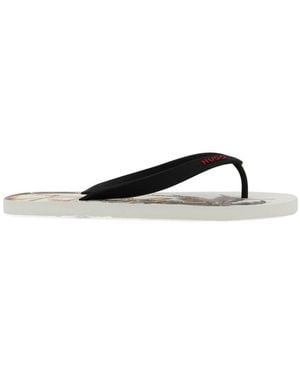 HUGO Slide Sandal With Print - Black