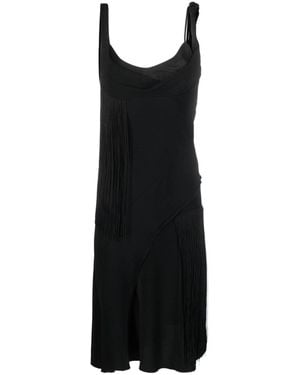 Victoria Beckham Asymmetric Fringe Mini Dress - Black