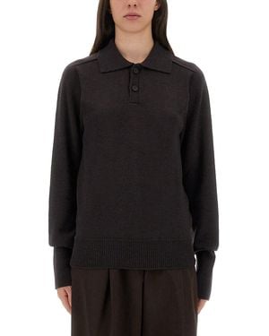 Studio Nicholson "Inverness" Shirt With Polo Collar - Black
