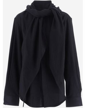 ALAINPAUL Cotton Scarf Collar Shirt - Blue
