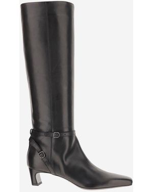 Sartore Leather Boots With Buckle Details - Black