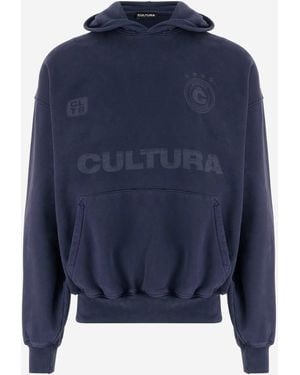 Cultura Cotton Sweatshirt mit Logo - Blau