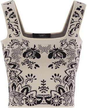 Weekend by Maxmara Pilade Viscose Jacquard Crop Top - Grigio