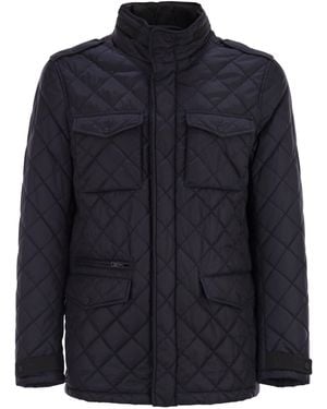 Herno Field Jacket With Diamond Quilting - Blue
