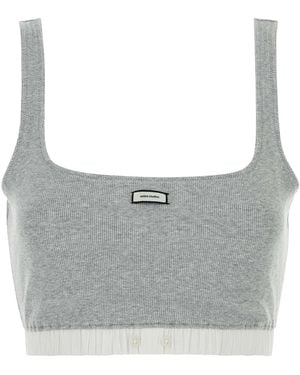 Entire studios Stretch Cotton Crop Top - Grey