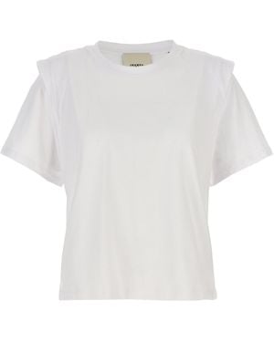 Isabel Marant Short-Sleeve Cotton T-Shirt With Straight Rim Desi - Weiß