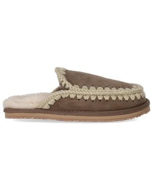 Mou Full Eskimo Stitch Elephant Slipper - Brown