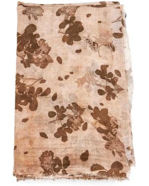 Uma Wang Floral Scarf With Fringe - Natural