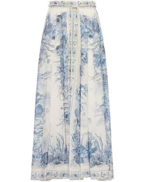 Zimmermann Wanderlust A-Line Maxi Skirt - Blue