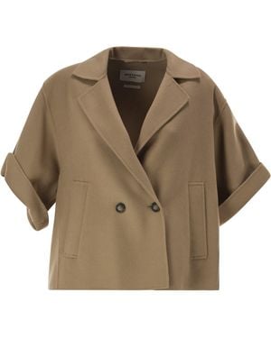 Weekend by Maxmara Chaqueta cruzada de lana virgen con silueta cuadrada de Wkdneo - Marrón