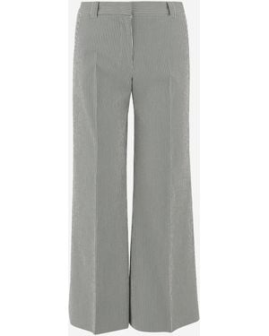 QL2 Donna Striped Stretch Cotton Blend Pants - Gray