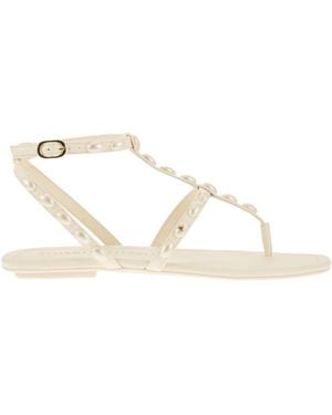Stuart Weitzman Pearlita Thong Sandaal Met Parels - Naturel