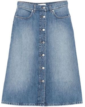 Stella McCartney Denim Cotton Midi Skirt - Blue