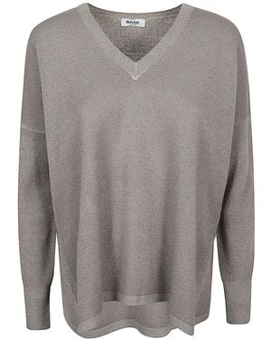 Base London Virgin Wool Cashmere V-Neck Jumper - Grey