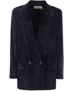 Peserico Fluwelen Blazer Met Dubbele Borsten - Blauw