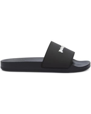 Palm Angels Palmgelen Schuif Sandalen Met Reliëflogo - Zwart