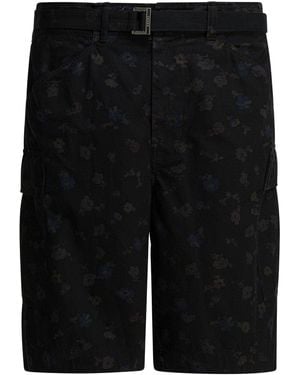 Sacai Cargo-Shorts mit Blumenmuster - Schwarz