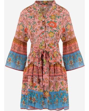 PEP'S CANNES Floral Print Cotton Dress - Red