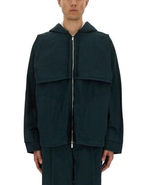 Helmut Lang Layered Design Hooded Windbreaker - Blue