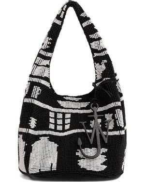 JW Anderson Schultertasche Mit Perlenmuster - Schwarz